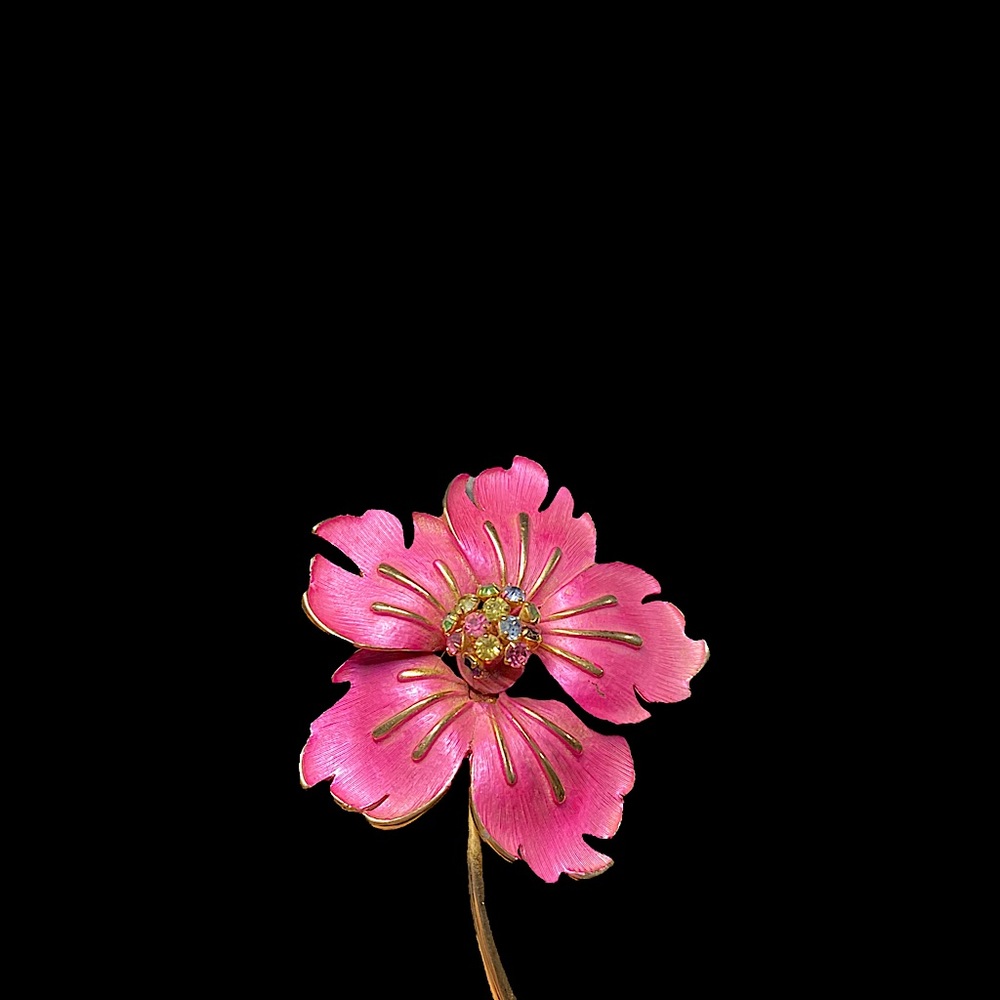 Vintage Enamel Flower Brooch Pin